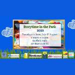 Storytime in the Park happens Tuesdays in June, July, and August